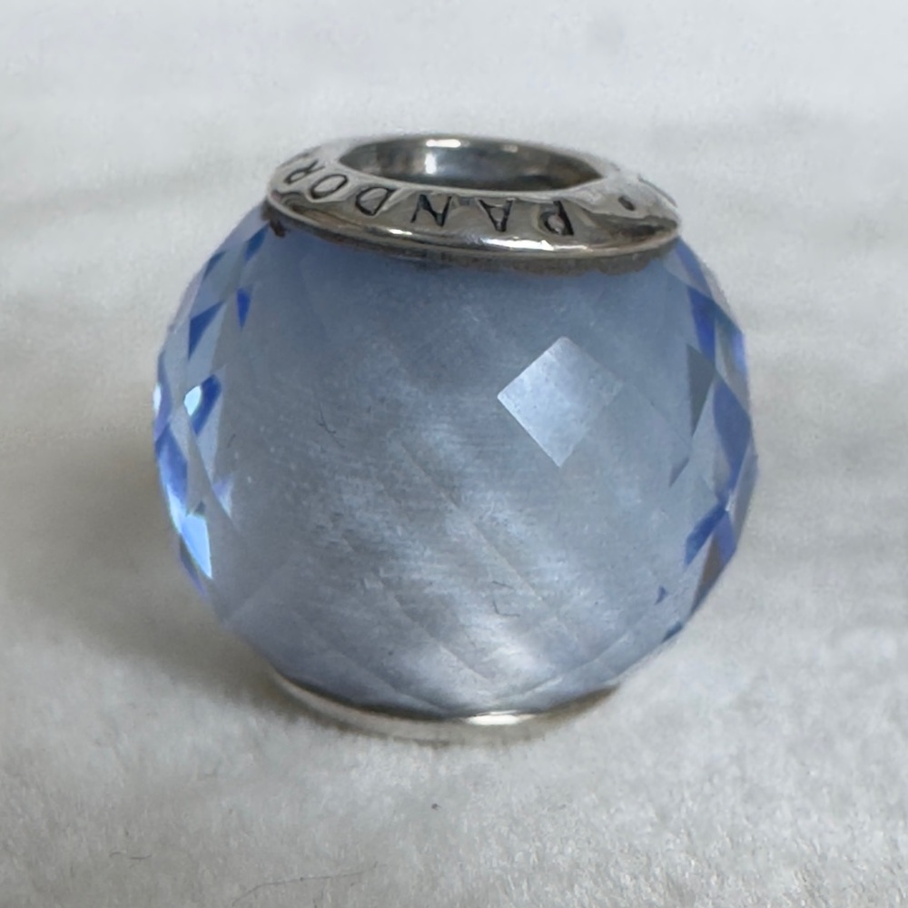 Authentic Pandora Murano  Glass Geometric Faceted Light Blue Charm - Picture 4 of 9